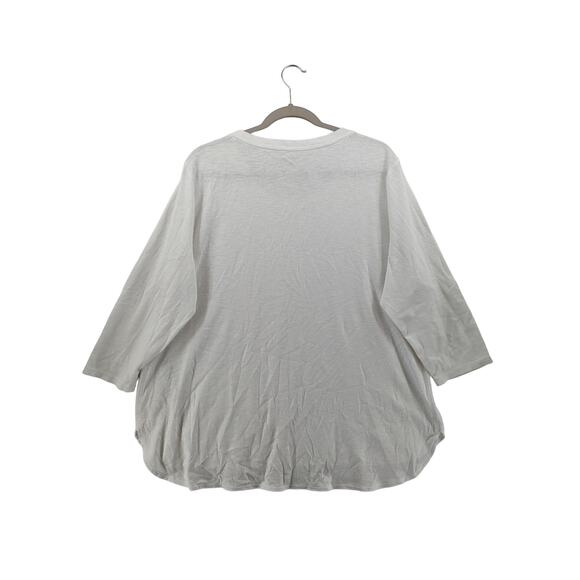 Slub Tee Kirkland Signature White XXL Curved Hem Layering Hi Low Relaxed Cotton - Picture 2 of 8